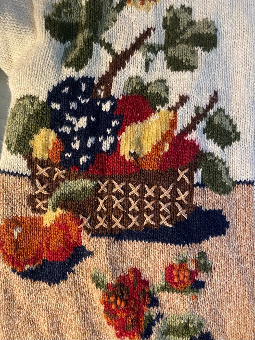 Jantzen Cream Multicolor Floral and Still-Life Intarsia Cardigan Size M - Picture 6 of 8